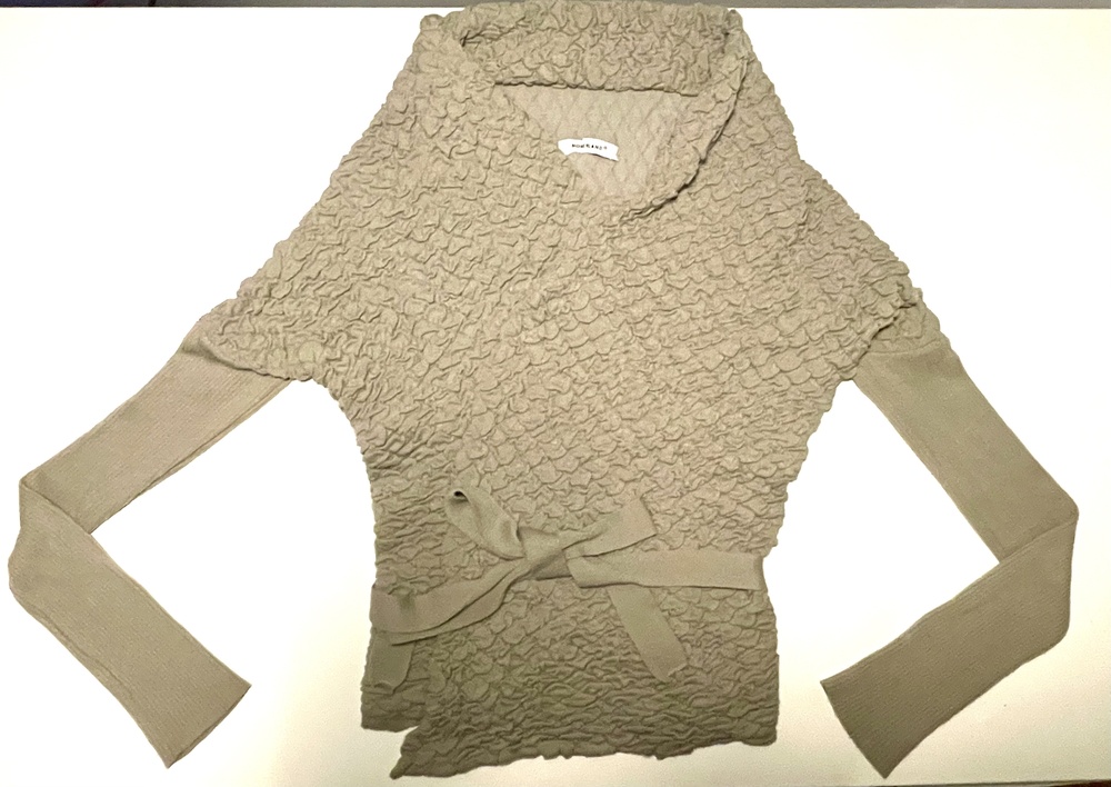 Northland Taupe 3D Texture Wrap Cardigan | Bow Detail | Made in Italy